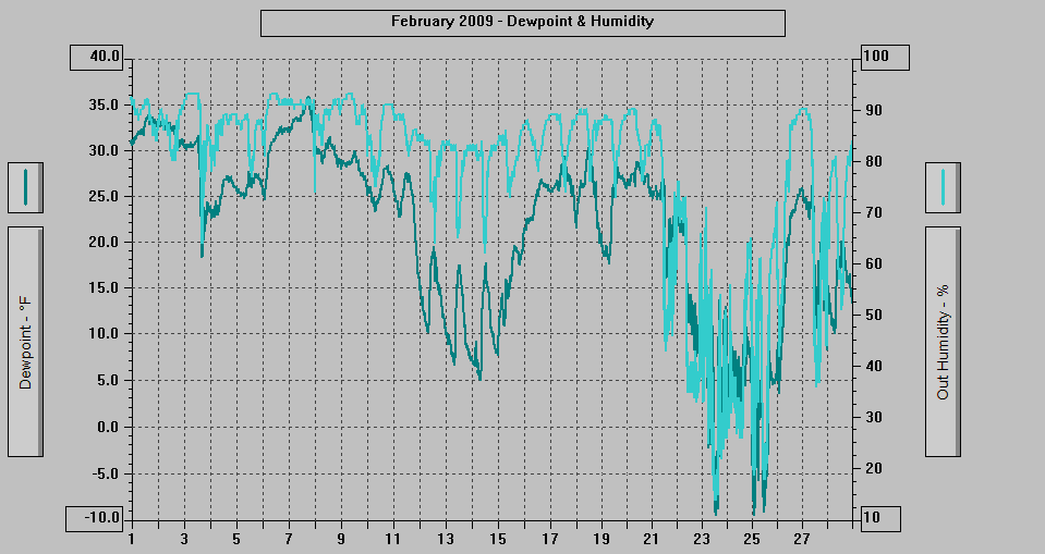February 2009 - Dewpoint & Humidity.