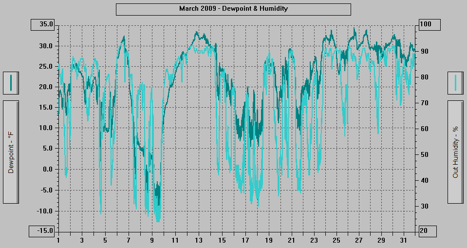 March 2009 - Dewpoint & Humidity.