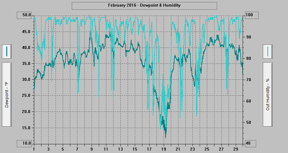 February 2016 - Dewpoint & Humidity.