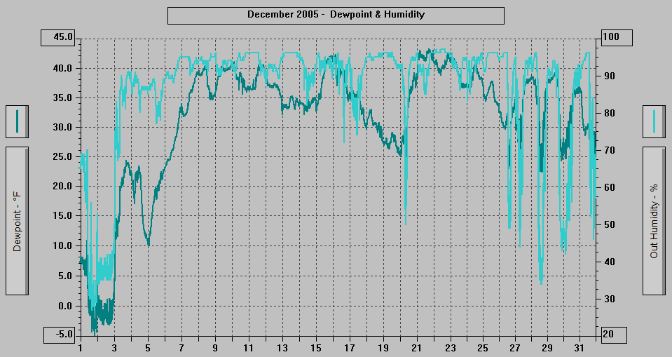 December 2005 - Dewpoint & Humidity.