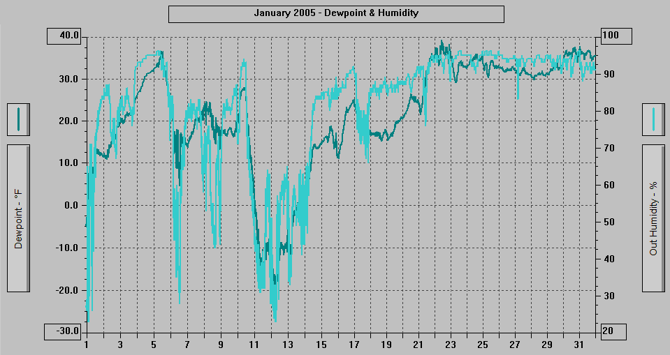 January 2005 - Dewpoint & Humidity