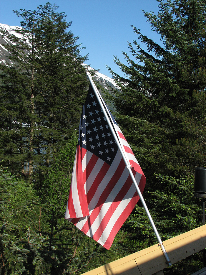 Old Glory - Mt. Roberts in the background.