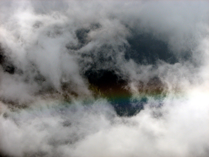 Telephoto of Clouds and Rainbow above Juneau.