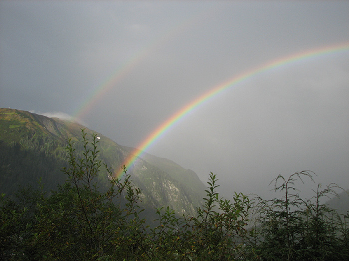 Mt. Juneau and a double rainbow.