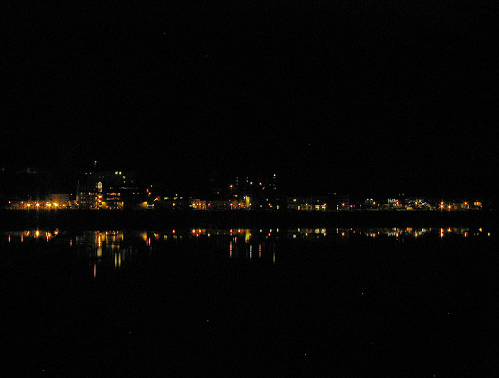 Reflection of Waterfront Lights in the Downtown Harbor.