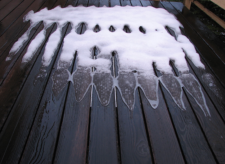 Pattern of Snow & Ice on Deck.