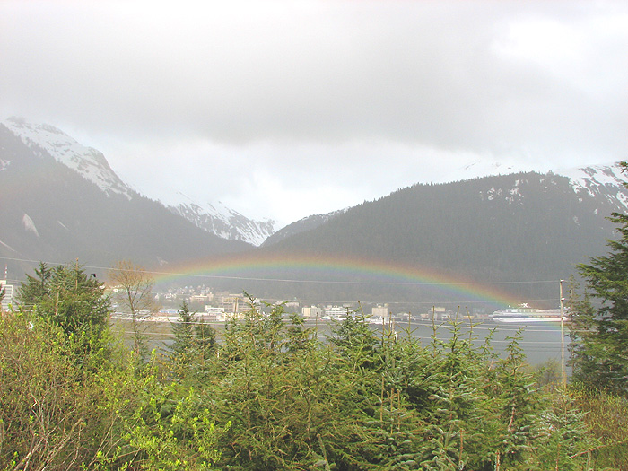 Rainbow over Downtown Juneau.