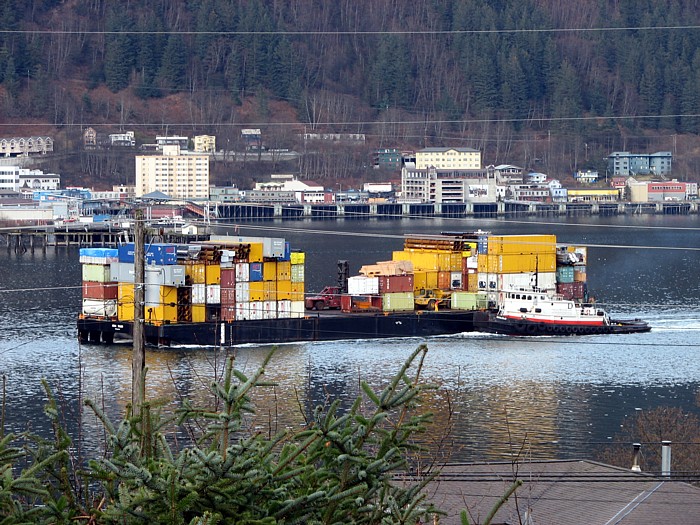 A Barge that Supplies Juneau and Southeast Alaska.