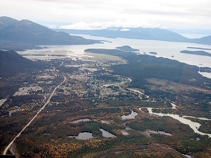 Juneau's Mendenhall Valley and Beyond from High in the Sky.