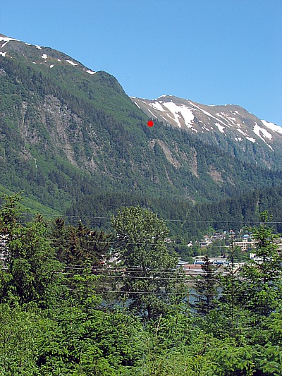 Mt. Juneau showing location of where top photo was taken.
