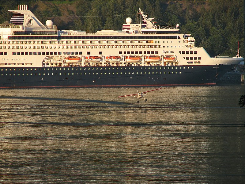 Cruise Ship Ryndam and a Float Plane taking off