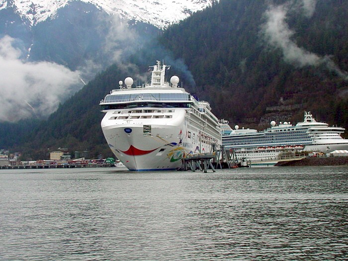 Two Cruise Ships in the Juneau Harbor.