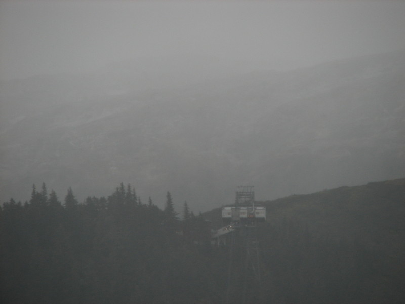 Snowing on Mt. Roberts - First Snowfall of the Year on the Mountains behind Juneau