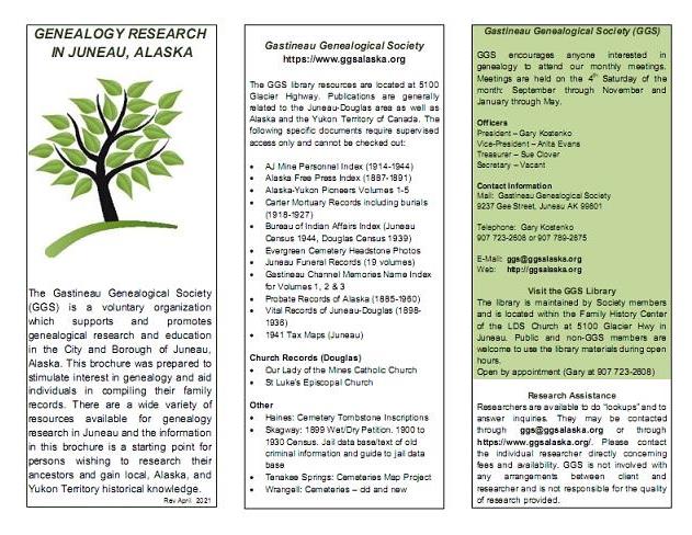 Gastineau Genalogical Society Research Brochure - PDF